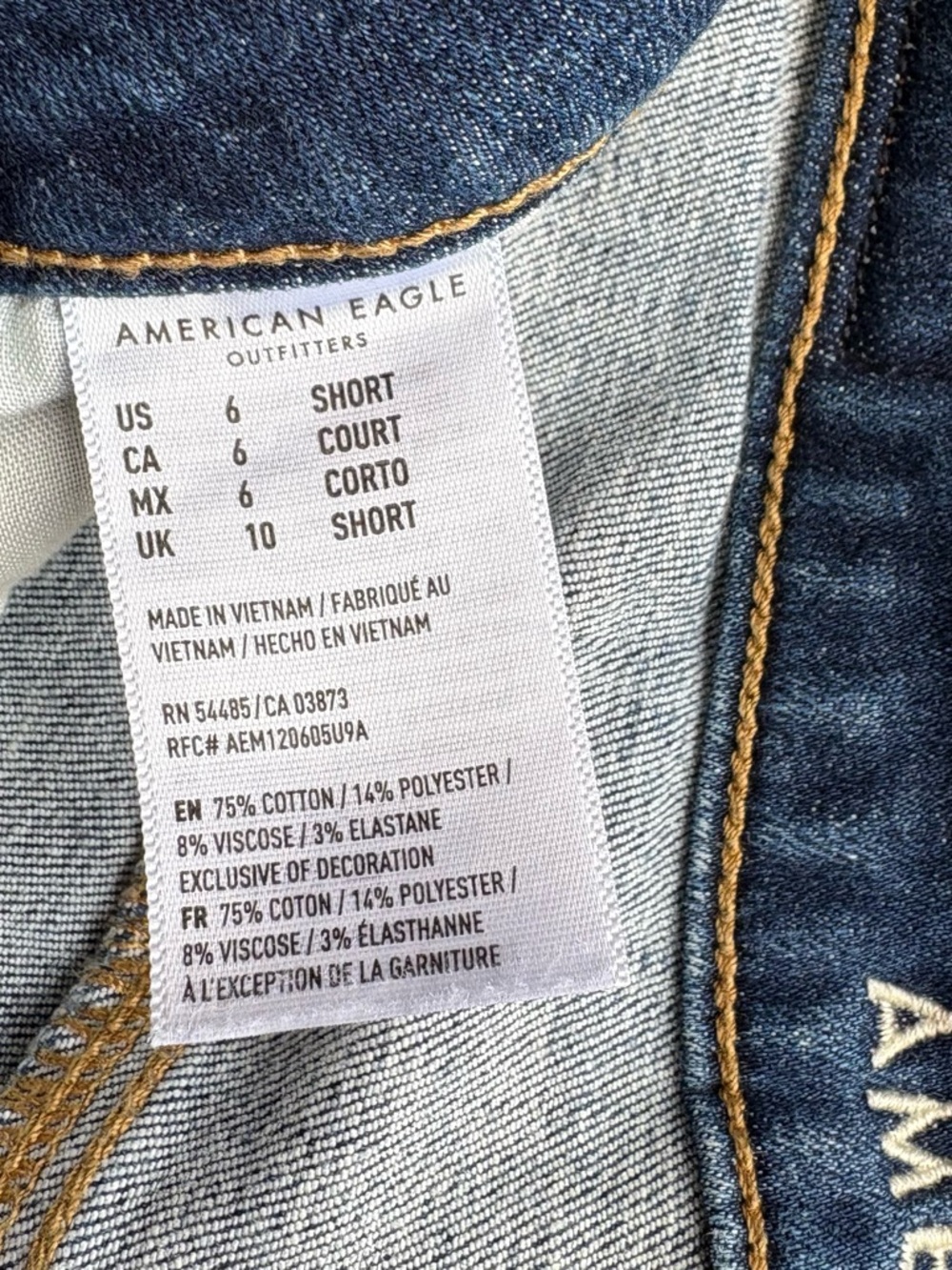 American Eagle Women’s  Dark Blue Distressed Ripped Skinny Jeans Jeggings US 6 - Picture 6 of 7